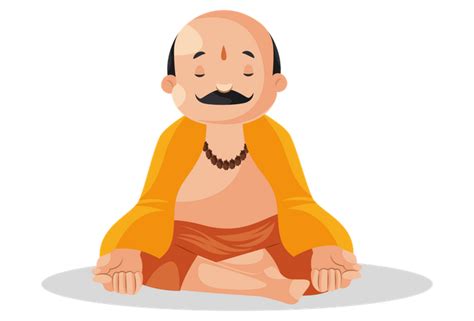 Best Premium Indian pandit doing meditation Illustration download in PNG & Vector format