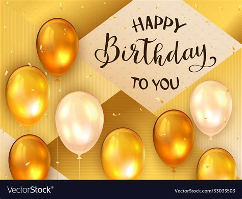 Birthday balloons on golden background Royalty Free Vector