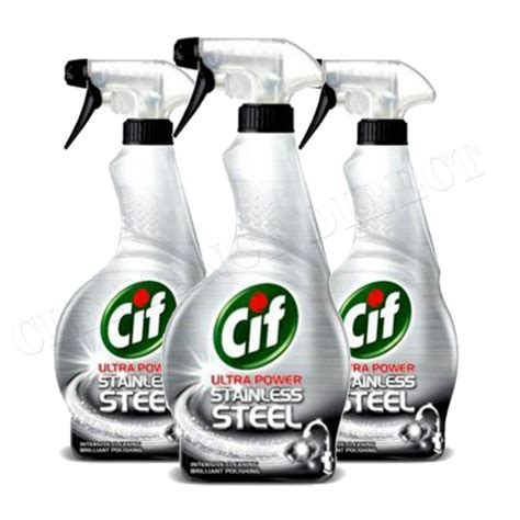 Cif Stainless Steel Cleaner 3 x 450ml Triple Pack Trigger Spray ...