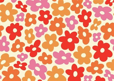 Retro Groovy Flower Prints | 70s Styled Vintage Wallpapers | Happywall