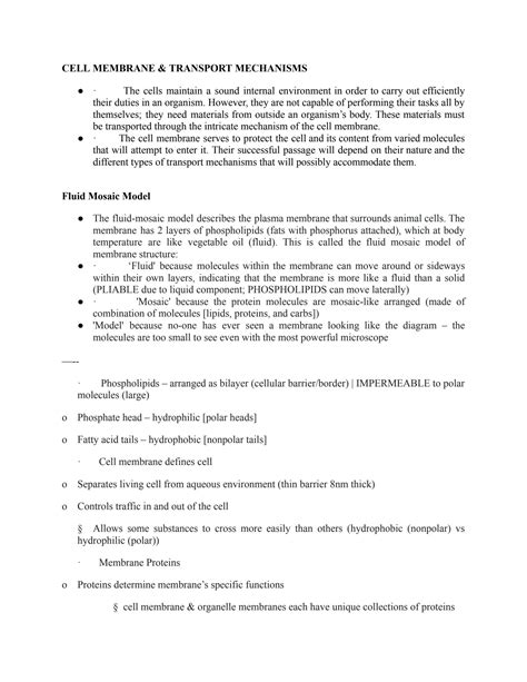 SOLUTION: Cell membrane transport mechanisms - Studypool