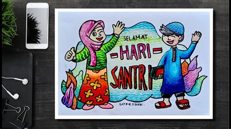 CARA MENGGAMBAR POSTER HARI SANTRI || SELAMAT HARI SANTRI NASIONAL - YouTube