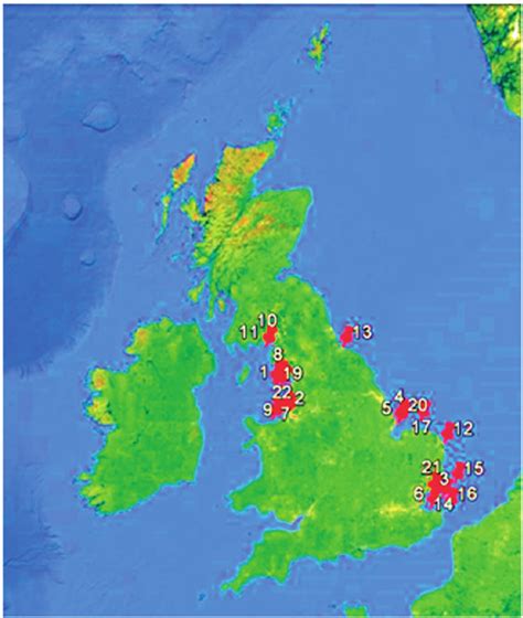 Map of UK offshore wind farms. Map data: Google, SIO, NOAA, US Navy ...