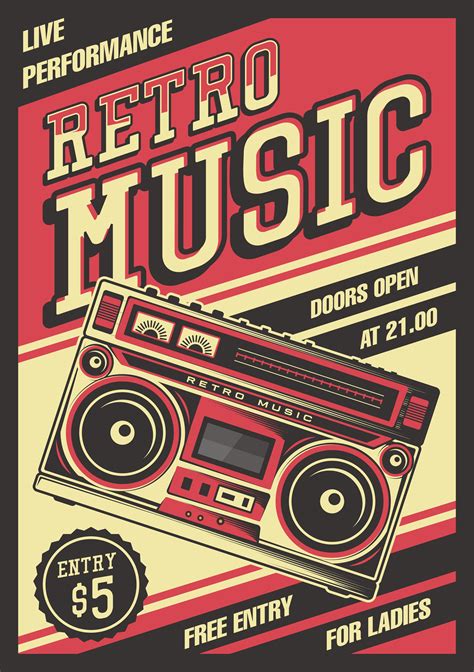 Retro Boombox Vintage Poster 665365 Vector Art at Vecteezy