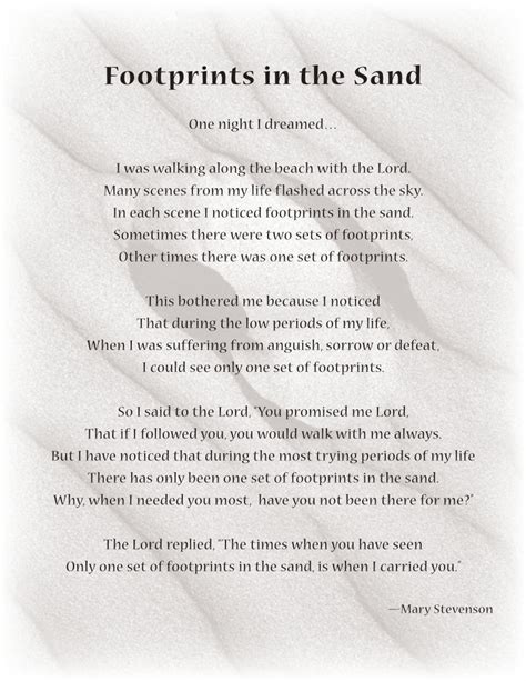 Footprints Sand Poem Printable Footprints In The Sand Tattoo, Footprints Poem, Poem About God ...