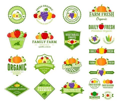 Premium Vector | Set of fruit and vegetables logo. fruit and vegetables labels with sample text ...