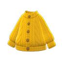 Aran-knit cardigan - Yellow | Animal Crossing (ACNH) | Nookea