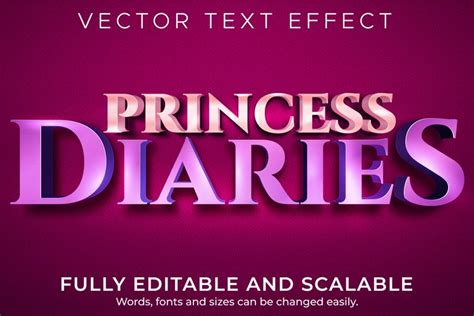 Editable text effect, princess diaries text style