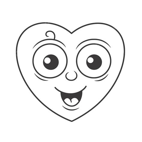 Cartoon Heart With Large Eyes Outline Sketch Drawing Vector, Heart ...