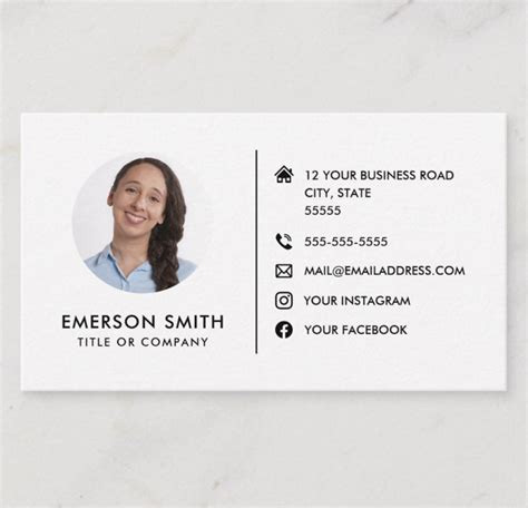 Round photo modern minimalist social media icons business card | Photo business cards, Minimal ...