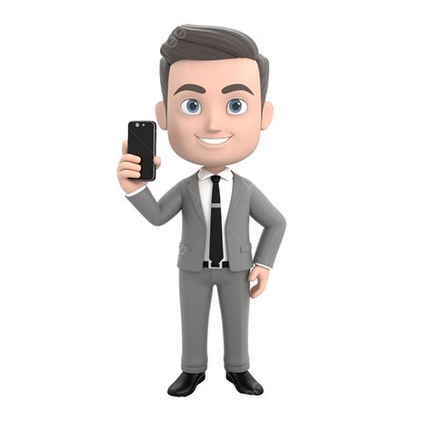 Businessman In Grey Vest Showing Phone Screen To The Camera 3d Illustration Of Businessman Using ...