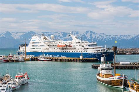 Cruise Ship Ocean Diamond at the Pier in Port of Husavik in North Iceland Editorial Photography ...