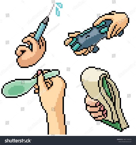 Pixel Art Set Isolated Hand Holding: Vector có sẵn (miễn phí bản quyền ...