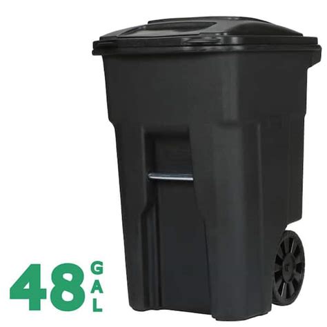 Toter 48 Gallon Black Rolling Outdoor Garbage/Trash Can with Wheels and Attached Lid 79248-R2200 ...