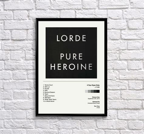 Lorde Poster Pure Heroine Album Cover Poster Music Poster | Etsy