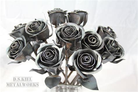 11th Anniversary Gift 11 Steel Roses Metal Rose Bouquet