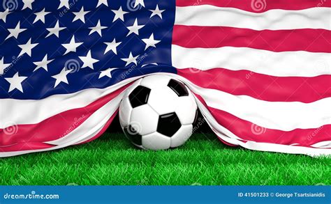 Soccer Ball with Usa Flag on Football Field Stock Illustration ...