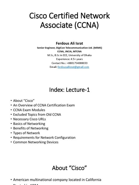 CCNA 200-301 (Course Overview & Basic Networking) | PDF | Computer Network | Cisco Certifications