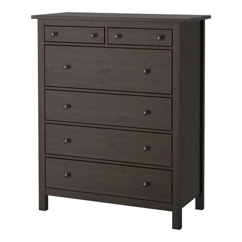 HEMNES 6-drawer chest, black-brown, 42 1/2x51 5/8" - IKEA