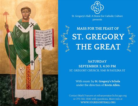 September 3: Mass for Feast of St. Gregory the Great - Mary, Mother of ...