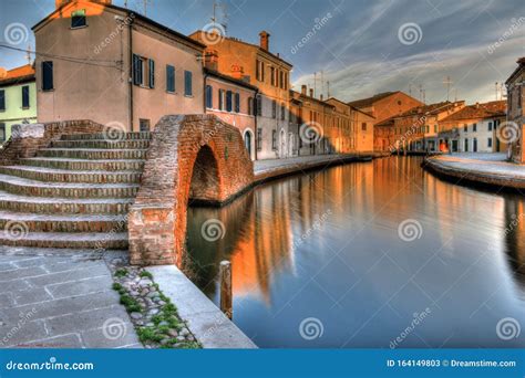 Comacchio, the Hours Leading Up To the Sunset, Where Peace Takes Place in the Soul Stock Image ...