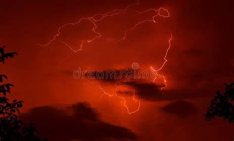 Red Thunderstorm Background. Stock Photo - Image of storm, electric: 3037284