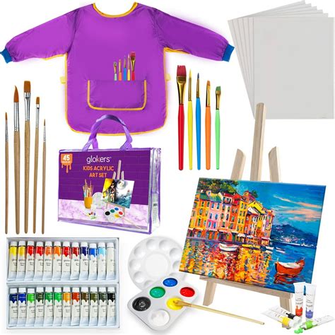 glokers Kids Painting Supplies Set - Arts Set with Acrylic Paints ...