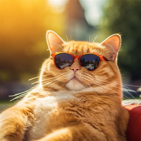 Premium AI Image | a cat wearing sunglasses with the sun shining on it.