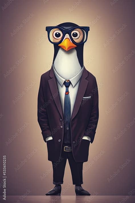 Cartoon character in suit Stock Illustration | Adobe Stock