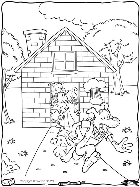 Three-Little-Pigs-Wolf-Running-Coloring-Page - Tim's Printables