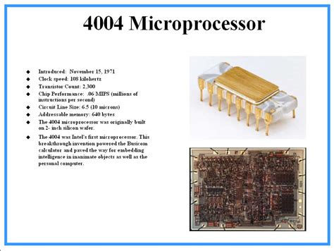 Intel 4004 : Intel's First Microprocessor specification