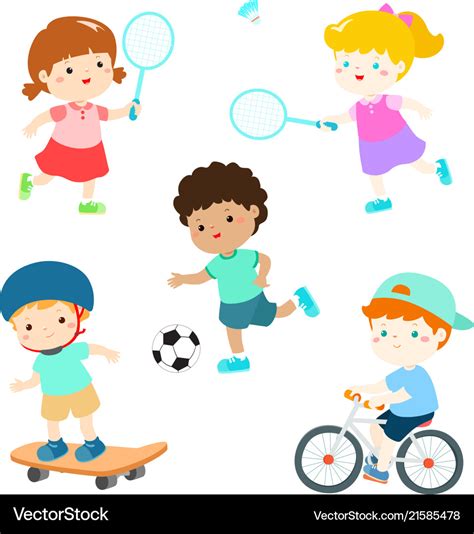 Kids in various sport activity Royalty Free Vector Image