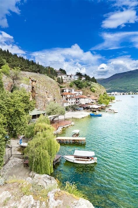 Kaneo Beach and Old Part of Ohrid City by the Lake Stock Photo - Image of path, coastline: 107671268