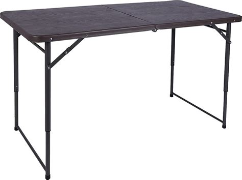 Brown 4ft (Adjustable Height) 48″ Square Folding Card Table with Resin ...