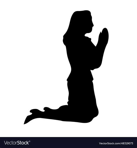 Silhouette woman kneeling praying image Royalty Free Vector