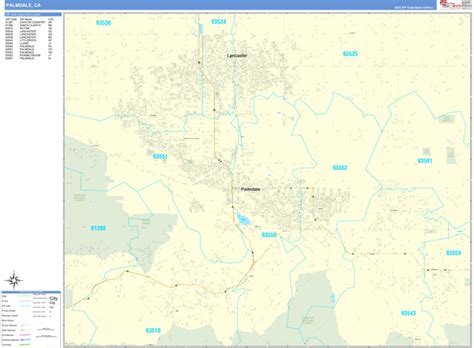 Palmdale California Wall Map (Basic Style) by MarketMAPS - MapSales