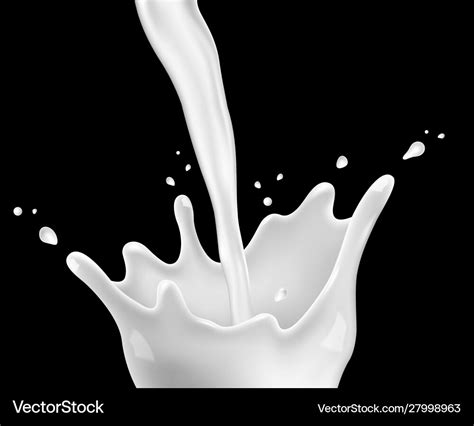 Splash milk on black background Royalty Free Vector Image