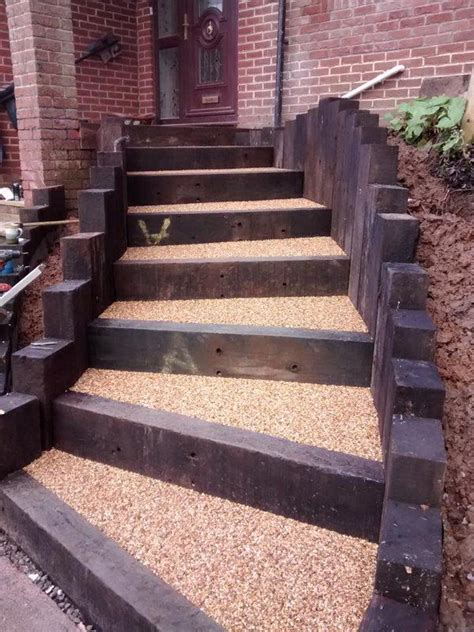 Image result for railway sleeper and resin steps | Railway sleepers, Garden planning, Steps