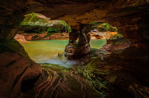 Download River Nature Cave HD Wallpaper