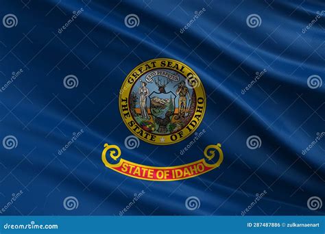 Idaho Flag with Fabric Texture, Official Colors, 3D Illustration Stock ...