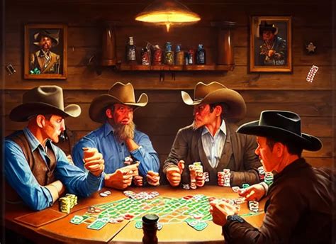 cowboys playing poker in a saloon, by Mandy Jurgens, | Stable Diffusion