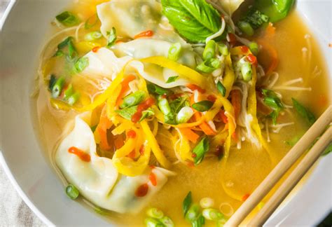 Vegan Dumpling Soup with Carrot Noodles and Enoki Mushrooms : Jawns I ...