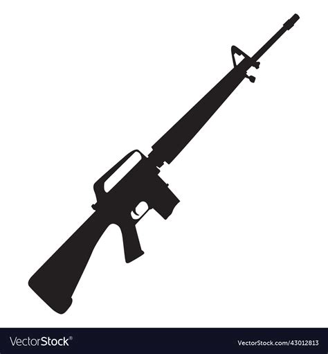 M16 rifle carbine silhouette Royalty Free Vector Image