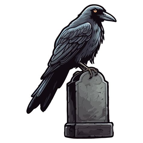 Scary Raven Standing On Tombstone, Raven of a grave or cemetery ...