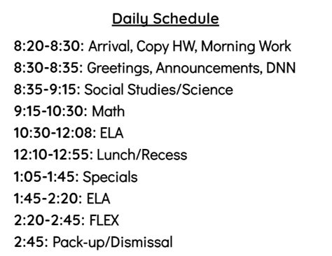 Daily Schedule and Specials Schedule – Diana Caso – Frank J. Dugan ...