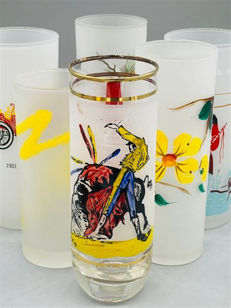 Mixed Set of 6 Vintage Glass Tumblers - Etsy