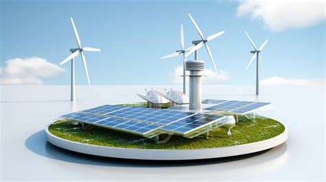 Premium AI Image | solar panels and wind turbines under blue sky with ...