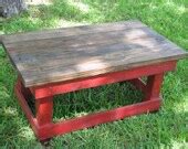 Items similar to Rustic Coffee Table in Red and Natural on Etsy
