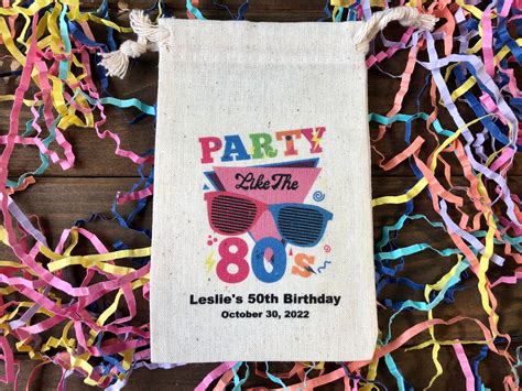 Set of 10 Personalized 80s Theme Party Favor Bags Party Like - Etsy