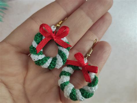 15. Christmas wreath crochet earring pattern Christmas | Etsy